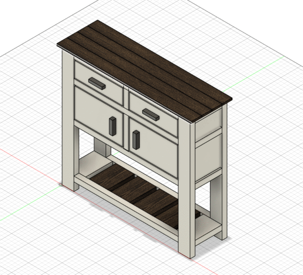 Entryway farmstyle table 3D Model of a Farmstyle entry way table
