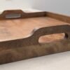 Serving tray side Birch wood serving tray with dark walnut stain side handles